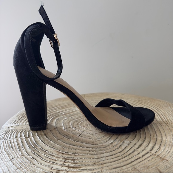 Express Black Suede Block Women's Heel Sandals Size 8 - Picture 6 of 12